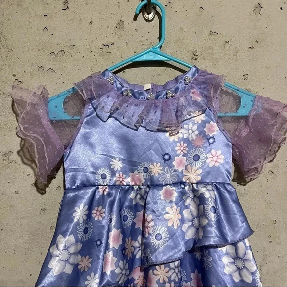 Encanto Isabela Girls Dress up Cosplay Costume Outfit Necklace Flower Clip Sz S - Picture 2 of 8